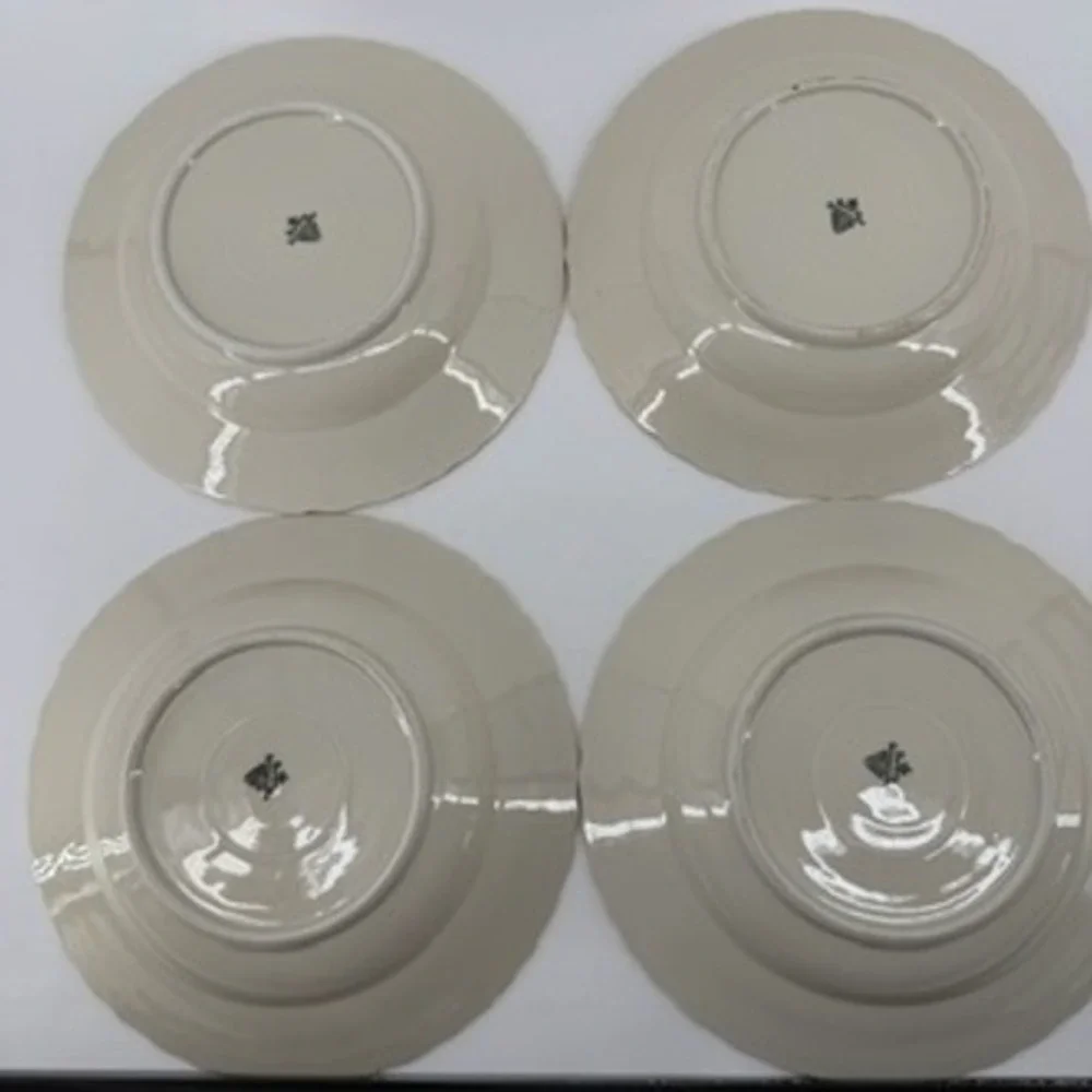 Vintage Bavaria Sonnenporzellan D&R Weiden Stadt Gold Trim Soup Bowls Set of 4